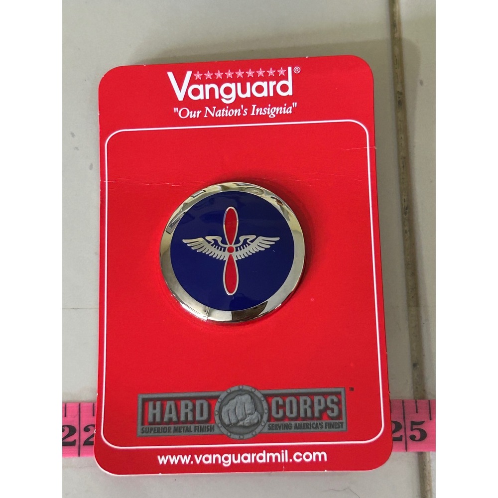 Vanguard Hard Corps Winged Propeller Military Insignia Pin Blue Enamel Silver